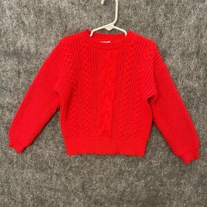 Cat & Jack Bright Red Cable Knit Sweater